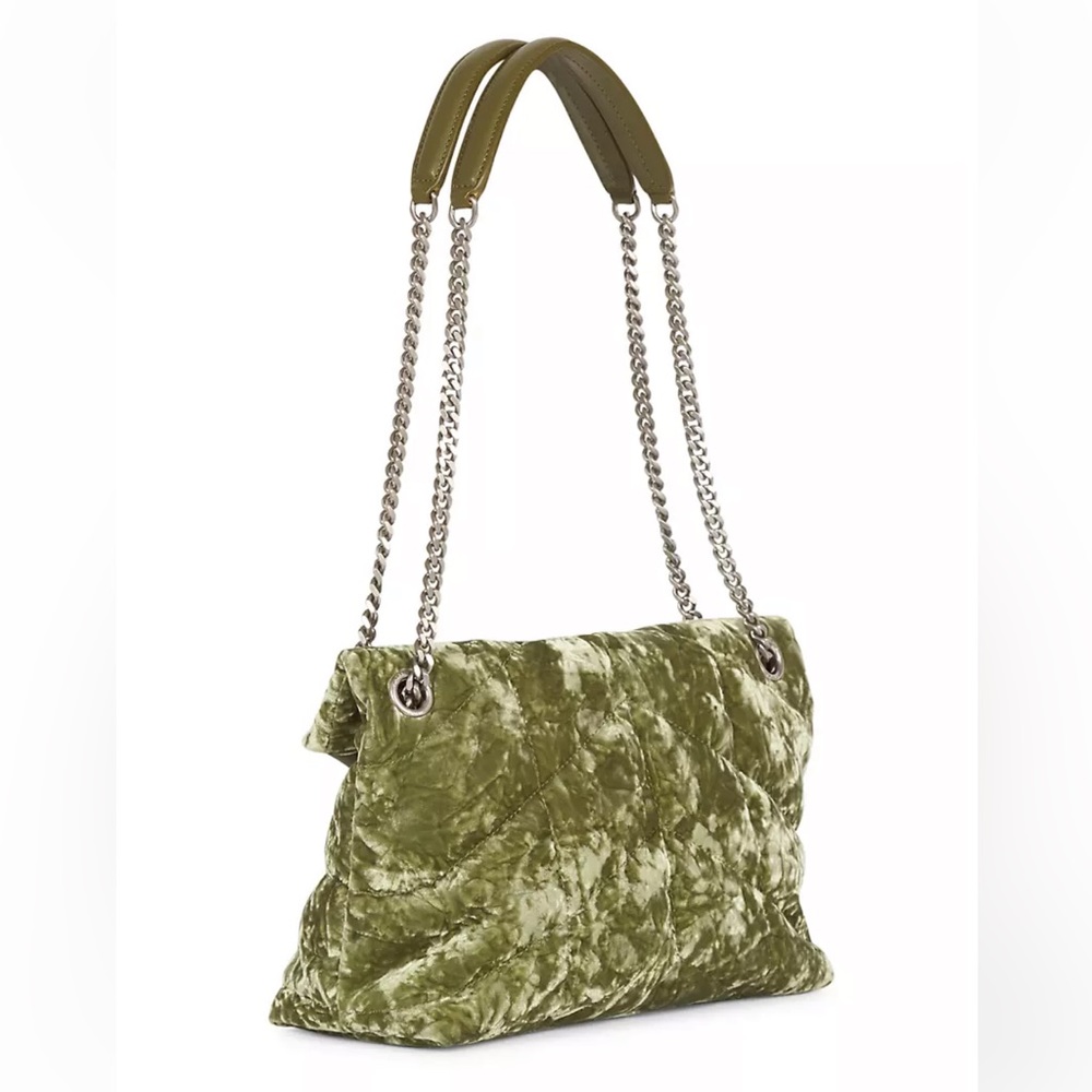 NWT Saint Laurent Lou Lou Puffer Small Chain Bag avacado Velvet & Leather - Picture 4 of 6